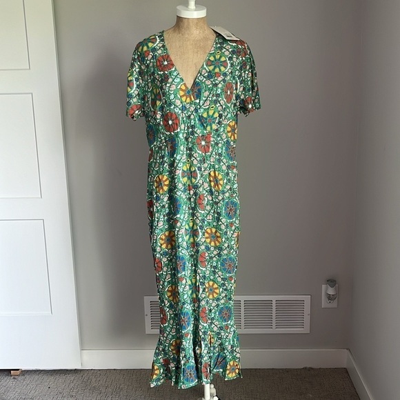 RHODE x Target Zinnia Floral Print Green Midi Dress Size 14 NWT - Picture 4 of 6